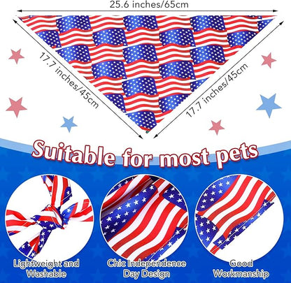 Abbylike 200 Pcs Patriotic Dog Bandanas Bulk Labor Day Bandanas for Dogs Triangle Kerchief Scarf Set for Puppy Small Medium Large Workers&