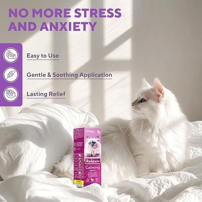 Beloved Pets Calming Pheromone Spray &amp; Scratch Repellent for Cats - Reduces Scratching Furniture, Pee - During Travel, Fireworks, Thunder, Vet Zone - Helps with Stress, Fighting, Hiding (50 ml)