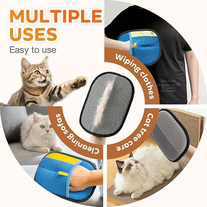 Reusable Pet Hair Remover Gloves – Electrostatic Lint &amp; Fur Removal, Machine Washable Cleaning Gloves for Furniture, Clothes &amp; Car (Blue)