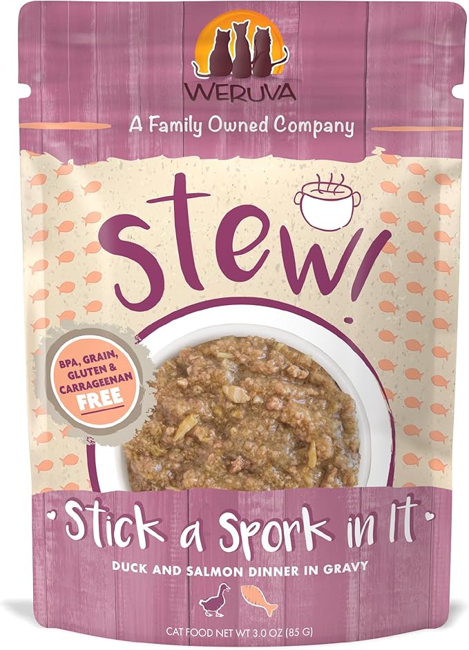 Weruva Classic Cat Stews, Stick A Spork in It with Duck &amp; Salmon in Gravy, 3oz Pouch (Pack of 12)