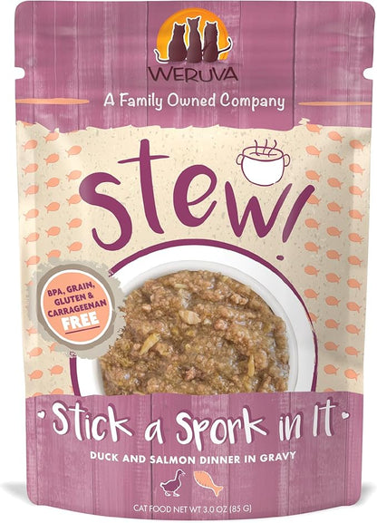 Weruva Classic Cat Stews, Stick A Spork in It with Duck &amp; Salmon in Gravy, 3oz Pouch (Pack of 12)