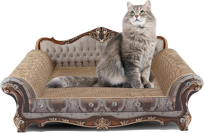 Sofa Shaped Scratching Couch,Thick Scratching Cardboard, Lounge Bed for Indoor Rest&amp;Play, Sofa Scratcher Pad (23 "L X 12.2" W X 10.6 "H)