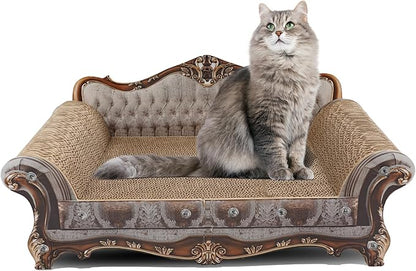 Sofa Shaped Scratching Couch,Thick Scratching Cardboard, Lounge Bed for Indoor Rest&amp;Play, Sofa Scratcher Pad (23 "L X 12.2" W X 10.6 "H)
