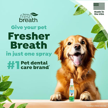 TropiClean Fresh Breath Oral Care Spray for Dogs &amp; Cats | Dog Breath Spray | Mint Breath Freshener | Pet Bad Breath Treatment | Made in The USA | 4 oz