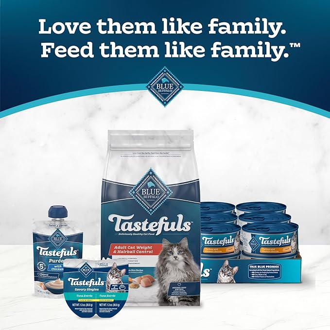 Blue Buffalo Tastefuls Weight &amp; Hairball Control Natural Dry Food for Adult Cats, 3-lb. Bag