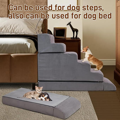 24-30inches High Dog Stairs &amp; Steps for High Beds Tall, LitaiL 29inch 6 Steps Pet Stairs/Steps for High Beds Large Dogs, Non-Slip Dog Ramps for Small Dogs, for Older Cats