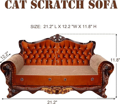 Sofa Shaped Scratching Couch,Thick Scratching Cardboard, Lounge Bed for Indoor Rest&amp;Play, Sofa Scratcher Pad (21.2" L X 12.2 "W X 11.8" H)