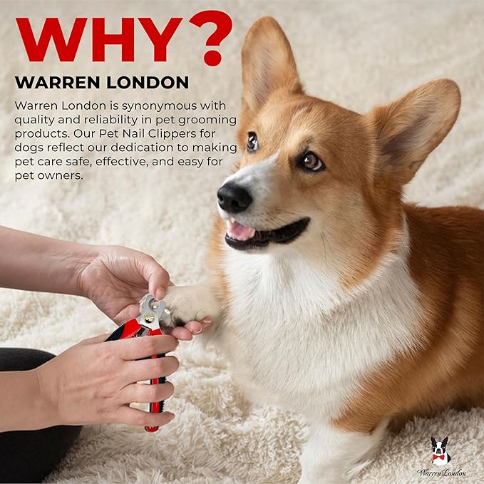 Warren London Dog Nail Clippers – Large Breed Nail Trimmer with Stainless Steel Blade, Safety Guard &amp; Non-Slip Handle | Professional Grooming Tool for All Dog Sizes
