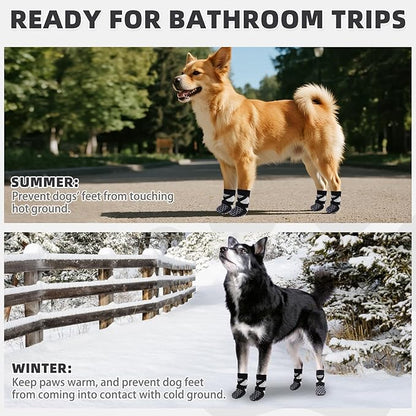 KOOLTAIL Dog Socks for Hot Pavement, Summer Breathable Dog Socks to Prevent Licking Paws, Non Slip Pet Boots &amp; Paw Protectors for Hardwood Floor,Grippy Shoes for Small Medium Large Senior Dogs,Black M