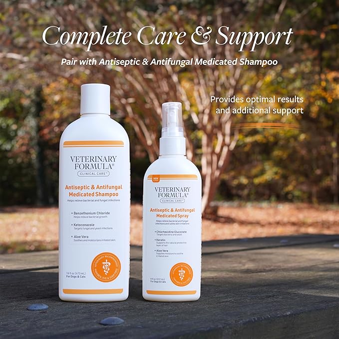 Veterinary Formula Clinical Care Antiseptic and Antifungal Medicated Spray for Dogs &amp; Cats, 8 Fl Oz (1 Pack)