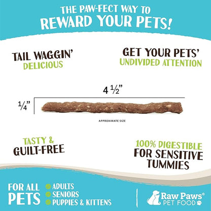 Raw Paws Grain-Free Soft Stick Treats for Dogs &amp; Cats - Beef Recipe, 6-oz - Made in USA Beef Jerky Treats - Cat Sticks - Chewy Dog Jerky Treats - Dog Sausage - Soy, Grain Free