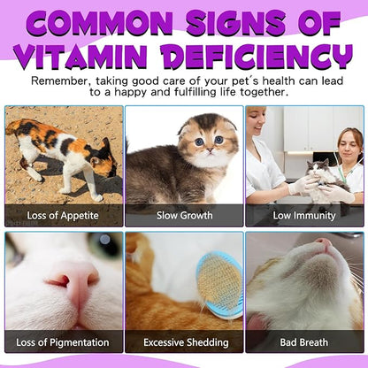 Cat Multivitamin, 15 in 1 Cat Multivitamin Liquid Drops, Cats Vitamins and Supplements with Glucosamine and Probiotics, Bones, Joint, Skin &amp; Coat, Bladder, Immune System Support, 60ML