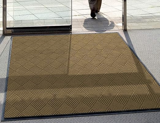 WaterHog Diamond | Commercial-Grade Entrance Mat with Rubber Border – Indoor/Outdoor, Quick Drying, Stain Resistant Door Mat (Camel, 4&