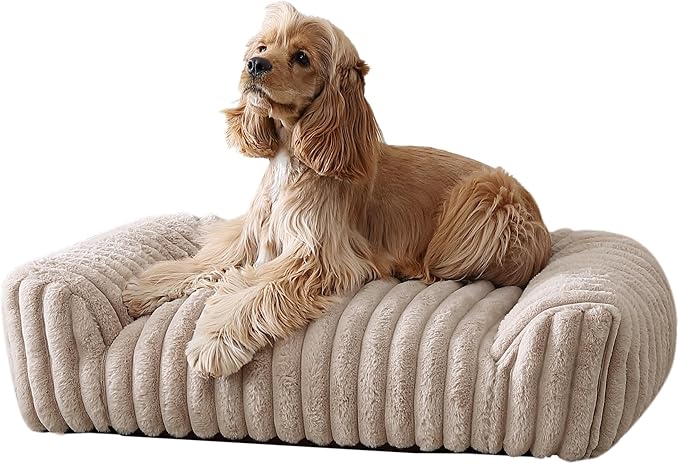 Arlee Saddle Sofa Memory Foam Pet Bed, Comfortable &amp; Washable, Ideal for Dogs and Puppies, Extra Comfort, Couch Design, Crate &amp; Kennel Furniture, Pet Supplies &amp; Essentials, Tan, Medium