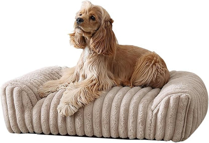 Arlee Saddle Sofa Memory Foam Pet Bed, Comfortable &amp; Washable, Ideal for Dogs and Puppies, Extra Comfort, Couch Design, Crate &amp; Kennel Furniture, Pet Supplies &amp; Essentials, Tan, Medium