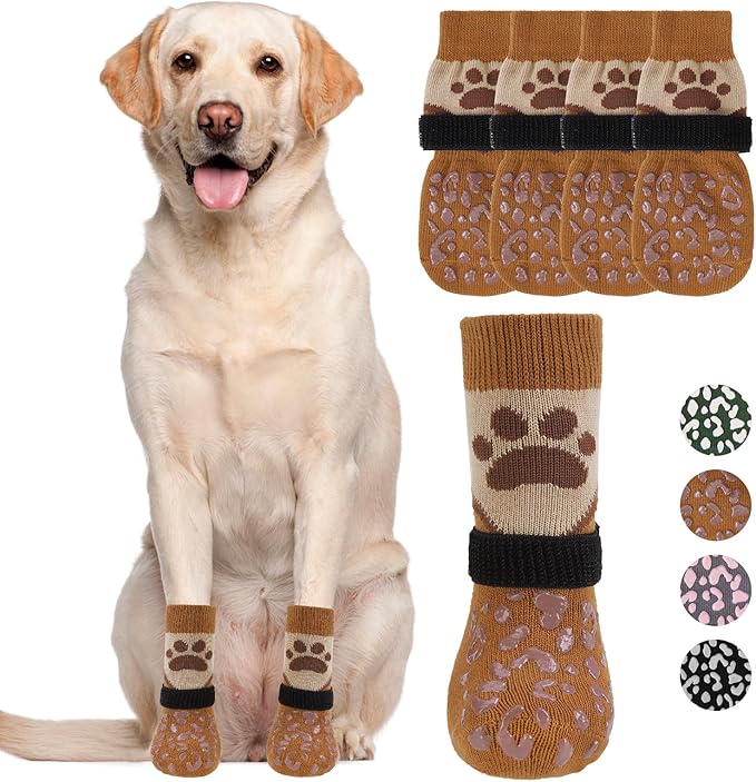 KOOLTAIL Dog Socks for Hot/Cold Pavement to Prevent Licking Paws Scratching,Anti Slip Pet Boots&amp;Paw Protector for Hardwood Floors,Traction Control Grip Booties for Small Medium Large Senior Dogs S