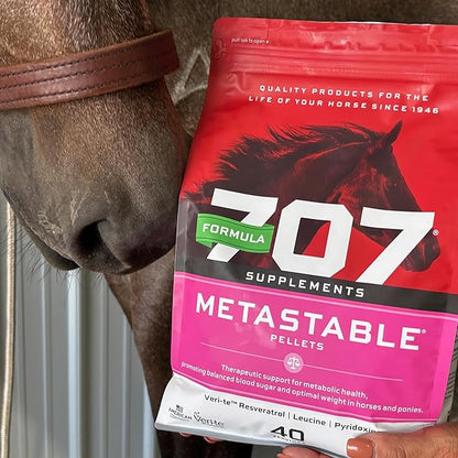 Formula 707 MetaStable Pellets for Horses 5 lb Bag – 40 Servings – University-Studied Support for Horses with Laminitis, Insulin Resistance &amp; Metabolic Disorders