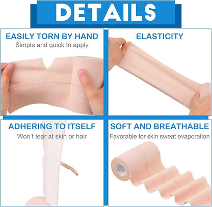 Nuanchu 16 Rolls Elastic Adhesive Bandage Tape Self Adherent Cohesive Flexible Stretch Elastic Athletic Tape for Sports Ankle Knee and Wrist, Vet Wrap for Horses Pets Cats Dogs(4 Inch x 5 Yard)