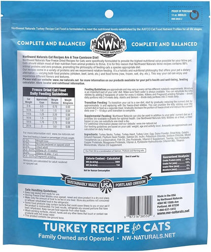 Northwest Naturals Freeze-Dried Turkey Cat &amp; Kitten Food – Bite-Sized Nibbles – Healthy, Limited, Human-Grade Ingredients, All-Natural, High-Protein Raw Diet – Complete &amp; Balanced – 11 oz (Pack of 3)