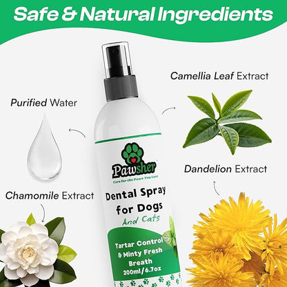 Dog Breath Freshener, Helps Promote Gum Health, Cats &amp; Dogs Plaque and Tartar Remover, Instant Fresh Breath for Dogs &amp; Cats, 6.7 oz
