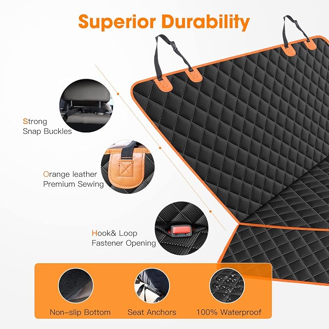 MIXJOY Dog Seat Cover for Back Seat Waterproof Dog Seat Covers for Cars, Car Seat Protector for Dogs, Nonslip Back Seat Cover for Trucks &amp; SUV