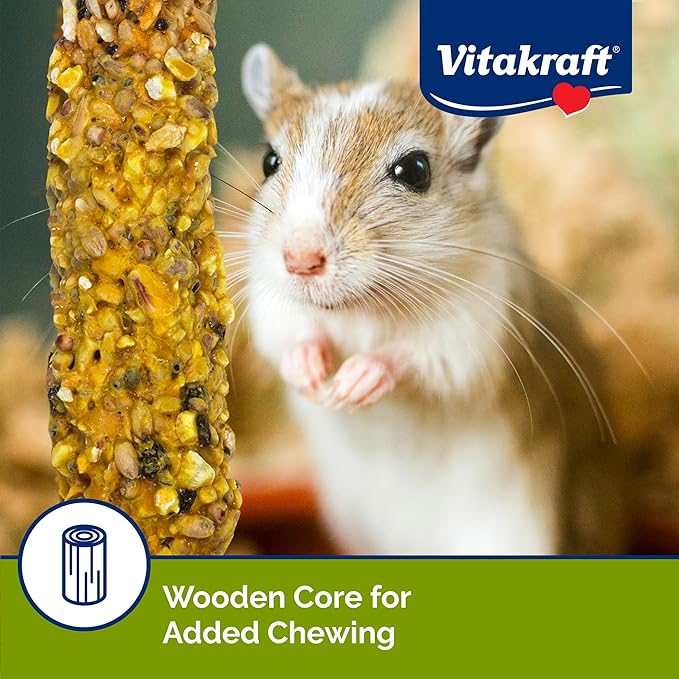 Vitakraft Crunch Sticks Hamster Treat - Hamster Chew Sticks - Supports Dental Health, Long-Lasting Fun (Peanut &amp; Honey)