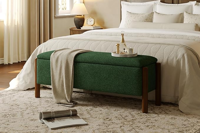 Modern Storage Benches with Walnut Wood Legs, 47&
