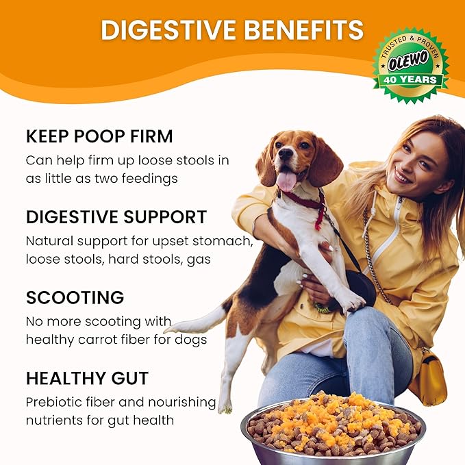 Olewo Original Carrots for Dogs – Fiber for Perfect Poop, Dog Food Toppers for Picky Eaters, Natural Skin &amp; Coat Support, Multivitamin, Probiotics for Digestive and Gut Health, 5.5 lbs