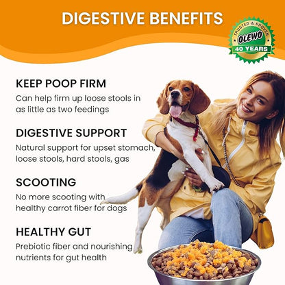 Olewo Original Carrots for Dogs – Fiber for Perfect Poop, Dehydrated Dog Food Toppers for Picky Eaters, Natural Skin &amp; Coat Support, Multivitamin, Probiotics for Digestive &amp; Gut Health, 2.2 lbs
