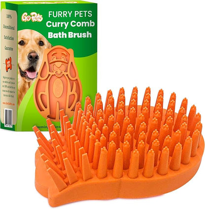 GoPets Curry Comb Bath Brush for Cleaning &amp; Grooming, Silicone Shampoo Scrubber for Shedding &amp; Massage, Rubber Dog Wash &amp; Grooming Brush, Pet Bath Supplies for Long &amp; Short Hair Dogs &amp; Cats