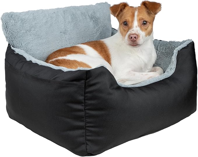 Best Pet Supplies Dog Pet Booster Seat, Dog Car Seats for Small Dogs &amp; Medium Dogs, Soft Plush Cushion with Comfortable Bedding, Secure Straps, and Tall Pillow, Black
