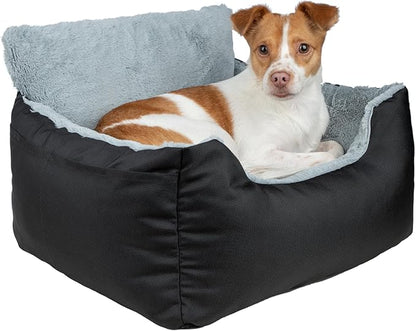 Best Pet Supplies Dog Pet Booster Seat, Dog Car Seats for Small Dogs &amp; Medium Dogs, Soft Plush Cushion with Comfortable Bedding, Secure Straps, and Tall Pillow, Black