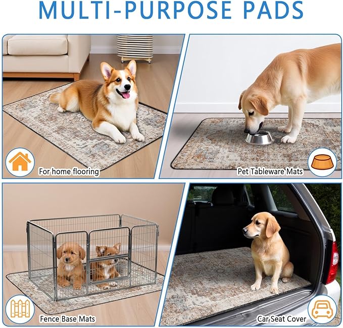 Washable Pee Pads for Dogs 2 Pack, Absorbent Reusable Puppy Pads Waterproof, Leakproof &amp; Non-Slip Whelping Pad, Potty Training Pads for Dogs Playpen Mat 24x36