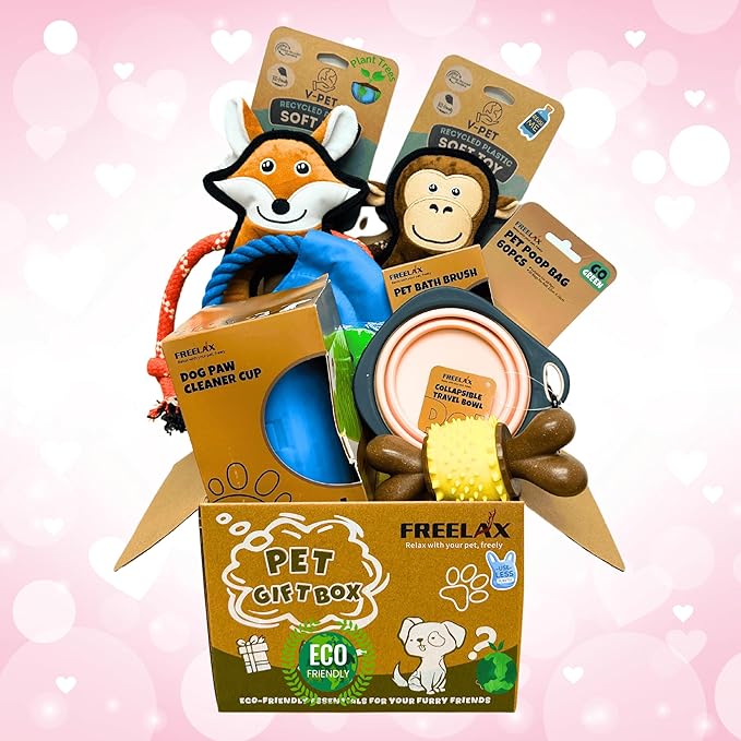 Durable Dog Chew Toys Gift Box – Eco-Friendly Teething Toys for Aggressive Chewers, Plush &amp; Squeaky Toys, Toothbrush, Ideal Gift Basket for Medium &amp; Large Dogs