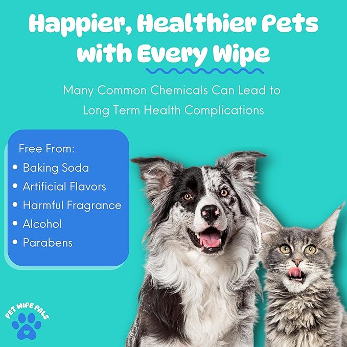 All-in-1 Dog Teeth Cleaning Wipes | Enzymatic Whitening + Premium Scrubbing Beads | No Mess, Pet Dental Wipes &amp; Finger Tooth Brushing Kit | Plant-Based Dental Care for Cats &amp; Dogs (60 Count)