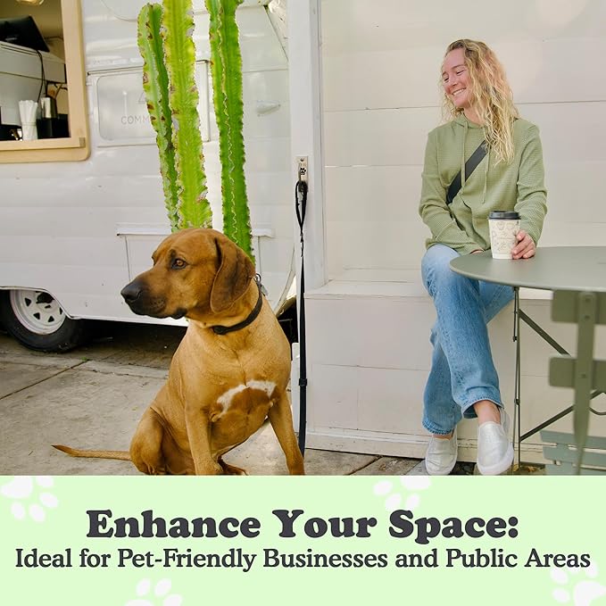 Canine Hitch- Secure Dog Leash Parking Mounted Indoor – Outdoor Wall Hook - Tie Out Stainless Steel Practical Lead Management for Home &amp; Business, Slim Compact