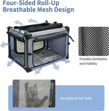 NEZUC Soft Collapsible Dog Crate - 30 Inch Portable Soft Sided Travel Dog Crates for Medium Dogs, 4-Door Foldable Dog Carrier, Pet Kennel Indoor &amp; Outdoor (Gray, 30.0" L x 20" W x 20.0" H)