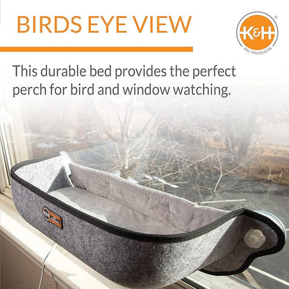 K&amp;H Pet Products EZ Mount Thermo-Kitty Window Bed Extra-Deep Gray 27 X 10 X 11 Inches