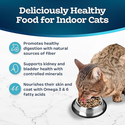 Blue Buffalo Tastefuls Adult Dry Cat Food Indoor Cat Formula, Made in the USA with Natural Ingredients, Chicken &amp; Brown Rice Recipe, 3-lb. Bag