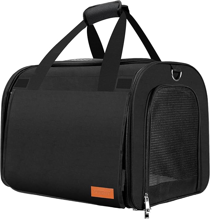 TWDEPART Cat Carrier Backpack - Multifunctional, Firm &amp; Foldable with Roll-Up Shade, Breathable Design Includes Collapsible Bowl &amp; Cushion (Black)