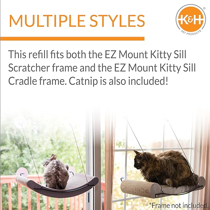 K&amp;H Pet Products EZ Mount Window Cat Scratcher Kitty Sill Cradle REFILL ONLY (frame not included) Cardboard 11 X 20 X 2 Inches