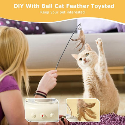 hooroor 2-in-1 UFO Laser Cat Toy – Automatic Motion with Feather, Rechargeable Smart Sensor Interactive Toy for Indoor Cats &amp; Dogs, Fun Exercise &amp; Play, Perfect Pet Gift