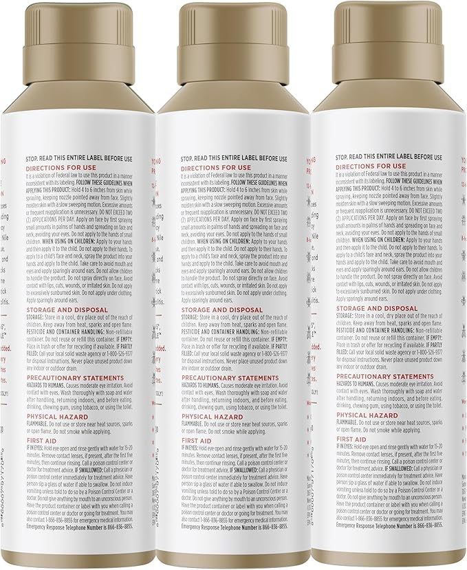 Fragrance Free Insect Repellent, 12-Hour Mosquito &amp; Tick Protection, Picaridin-Based, Water-Based, Lightweight, Quick-Drying, DEET Alternative, Face &amp; Body Use, 3 Pack