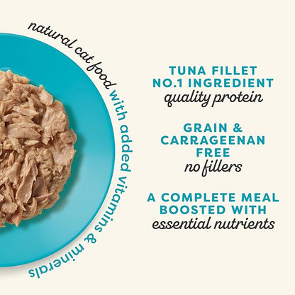 Applaws Vitality Wet Cat Food in Broth, Natural Canned Cat Food, Wet Food for Cats with Added Vitamins and Minerals, Grain Free, Carrageenan Free, Tuna Fillet in Broth (24 Count, 5.5oz Cans)