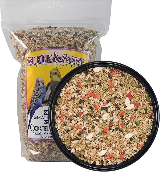 SLEEK &amp; SASSY Garden Small Hookbill No Sunflower Bird Food for Lovebirds, Cockatiels, Quaker Parrots &amp; Small Conures (2 lbs.)