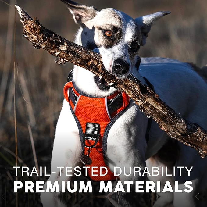 Embark Adventure Dog Harness, Reflective Trim XL Dog Harness for Extra Large Dogs No Pull - Military Grade Nylon, 2 Leash Clips &amp; Gel Lined Handle.