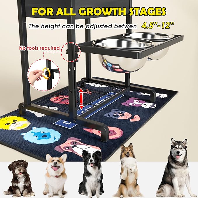 Elevated Dog Bowls, Height Adjustable Raised Dog Bowl Stand (4.5&