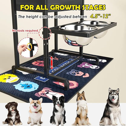 Elevated Dog Bowls, Height Adjustable Raised Dog Bowl Stand (4.5&