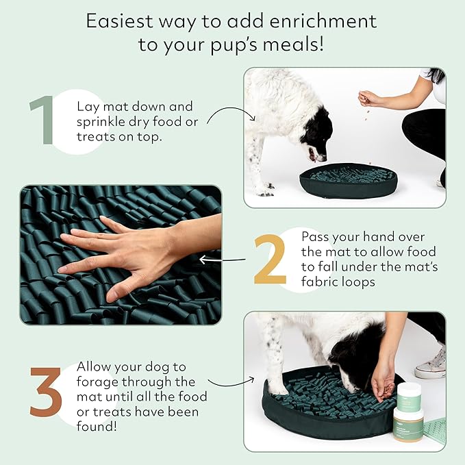 Reggie Stimulating Feeder Mat for Dogs | Relieve Speed Eating, Boredom, Stress | Vet-Approved &amp; Ideal for All Ages, Dog Breeds, and Sizes (Hunter Green Feeder Mat)