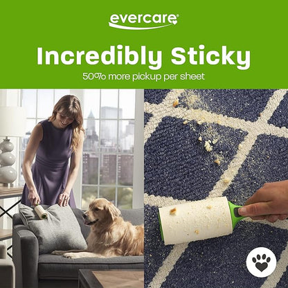 Evercare All Purpose Pet Hair Lint Roller with 2 Refills, 180 Total Sheets – Reusable Sticky Roller for Pet Hair, Cat &amp; Dog Hair Remover, Lint Remover, Pet Hair Remover for Furniture, Clothing &amp; Cars